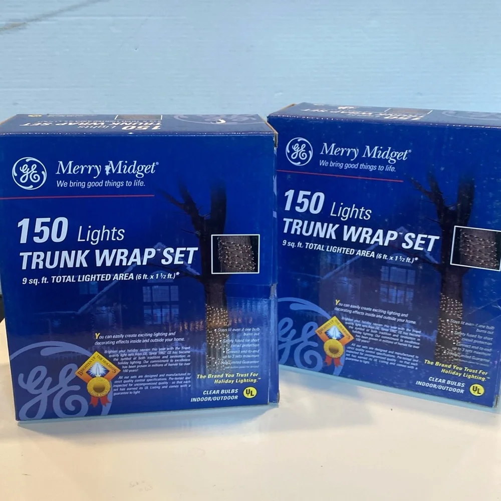 NWT & Vintage 2002, 2 Sets of GE Merry Midget 150 Lights, Trunk Wrap Sets - Picture 1 of 6